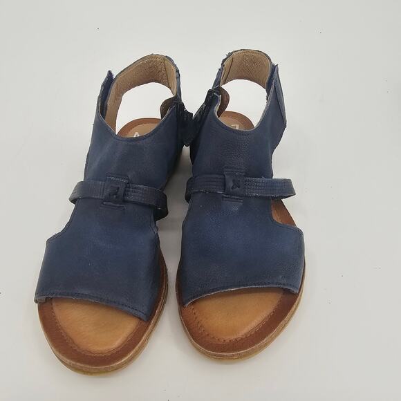 Miz Mooz Leather Side-Zip Sandals Finnley River Slingback Slide Navy EU 38 7.5-8 - Picture 2 of 10